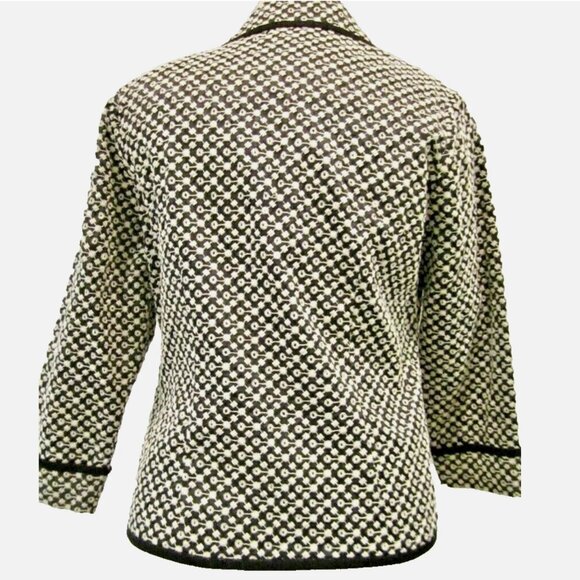 PS MISOOK BLACK+WHITE LIGHTWEIGHT embroidered eyelet JACKET acrylic 3/4 sleeves - Picture 2 of 12